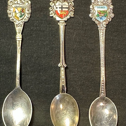 Souvenir spoons used, set of 3 European cities