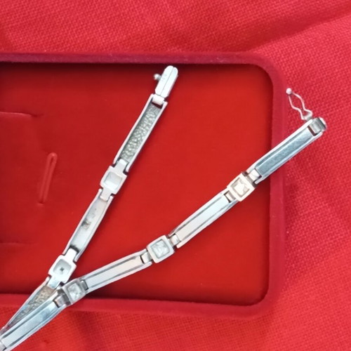 Silver bracelet 925 with zircon, used, 18.4cm, safety clasp