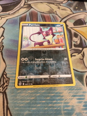 Purrloin Reverse Holo Pokemon Card like new, Brilliant Stars