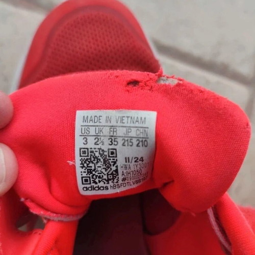 Adidas Tensaur Run 3.0 EL C kids' athletic shoes size 35 red and white