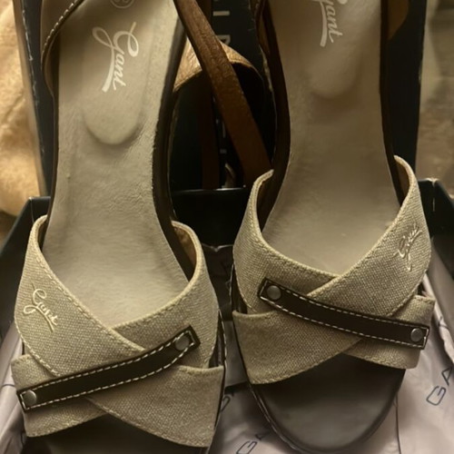 Gant platform sandals used with leather details beige and brown size 38