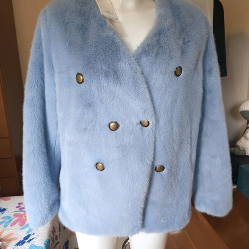 Fur jacket new Medium blue with tag