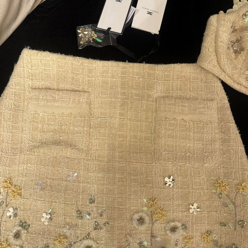 Elisabetta Franchi set skirt and top new, beige