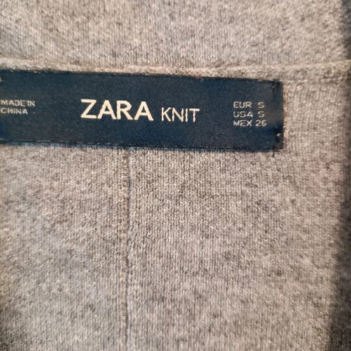 Zara gray knitted coatigan with lapel and patch pockets, like new