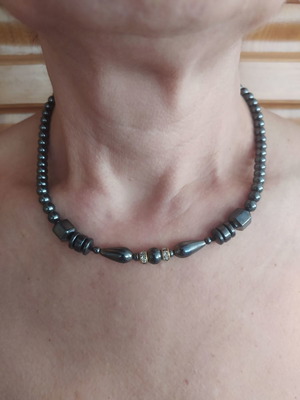 Handmade black hematite necklace minimal new