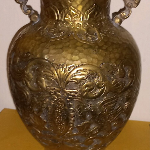 Vintage brass vase with dragon handles like new