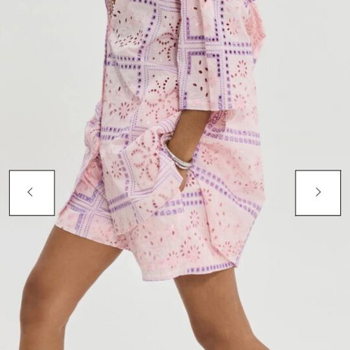 Hemithea broderie shirt and shorts set, pink and purple