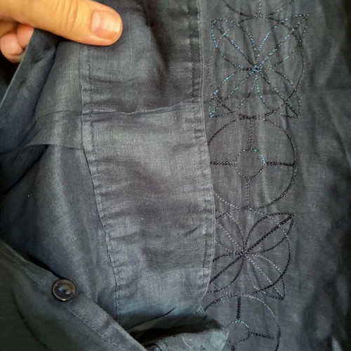 Versace linen shirt very dark blue XXL like new
