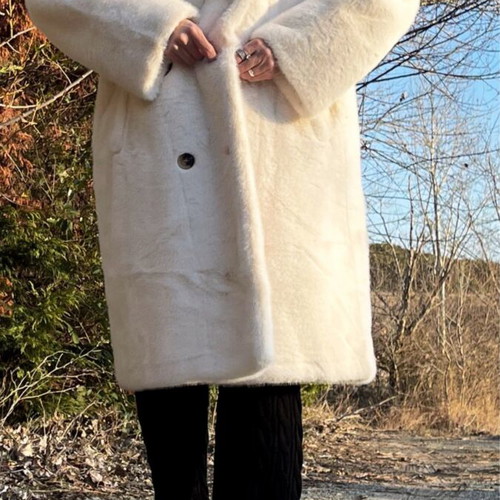 Midi eco-friendly reversible fur coat new with mouton lining