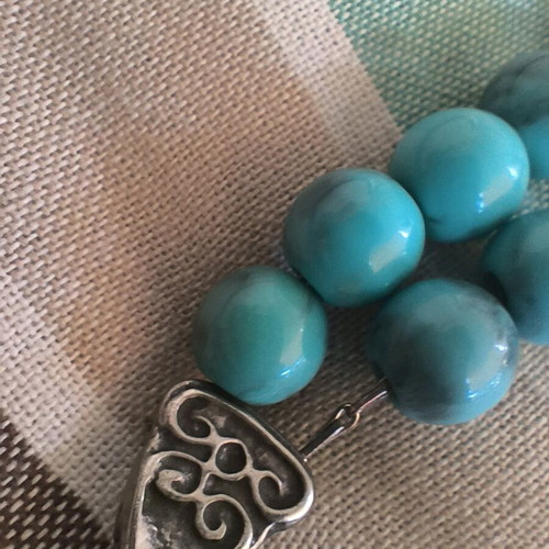 Turquoise Haolite Worry Beads like new with 24+1 beads and metal element