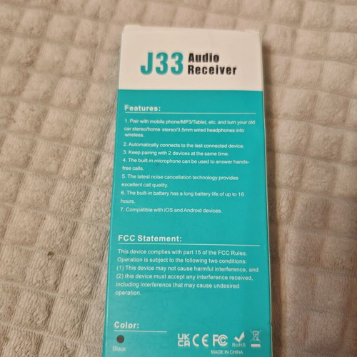 Bluetooth аудио приемник J33 νέο με 3.5 χλστ. AUX και Handsfree