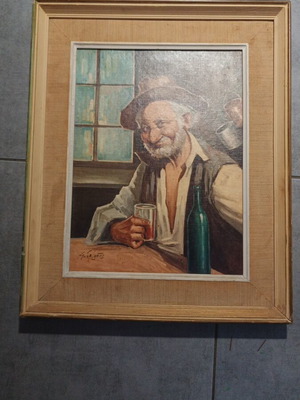 Funny framed art like new, size 43x54