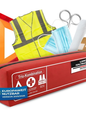 Car Emergency Kit 3 in 1 with First Aid, Triangle, and Safety Vest
