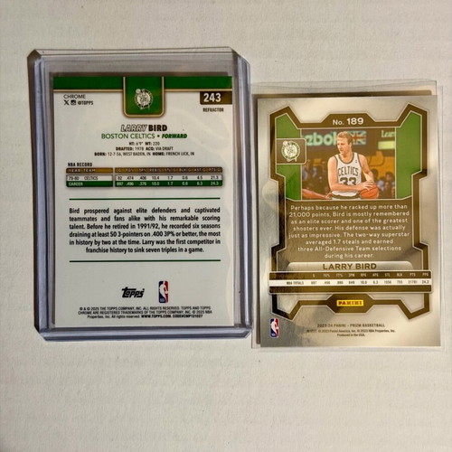 Larry Bird 2025-26 Topps Chrome Refractor and Base Cards new