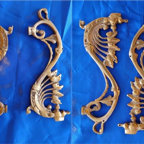 Antique Set of 80 Crystal and Bronze Chandelier Parts Used