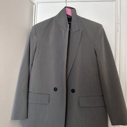 Zara grey oversized women's blazer double-breasted