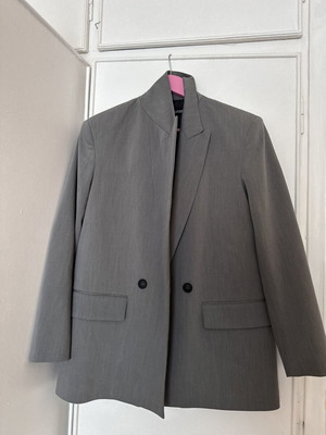 Zara grey oversized women's blazer double-breasted