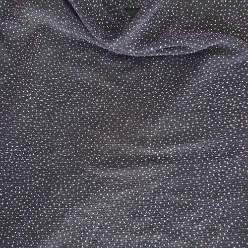 Black dress with purple silver details, elegant fit, thin straps