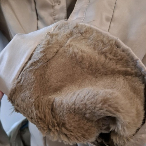 Modern 3-in-1 jacket like new with natural fox fur beige and gold