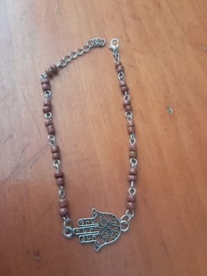 Hand Chain bracelet made to order, brown and silver