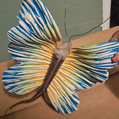Handmade large embossed butterfly decoration like new