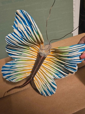 Handmade large embossed butterfly decoration like new