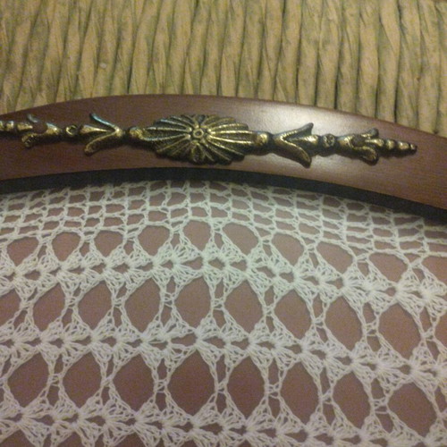Serving tray used with wooden frame and brass handles