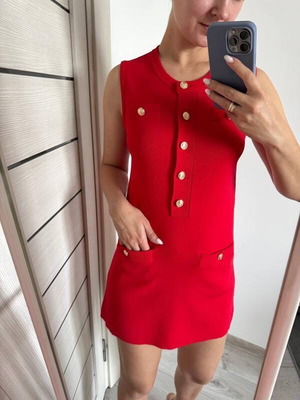 Zara red knit dress like new, size small