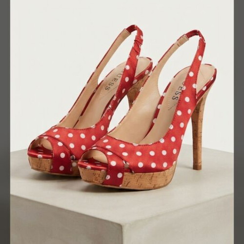 Guess polka dot red pumps used