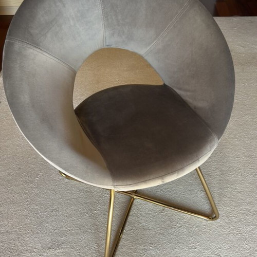 Velvet chair gray with gold legs like new