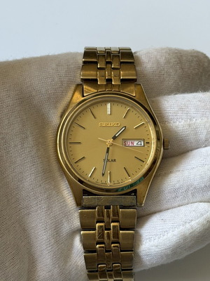 Seiko SNE036 Solar watch like new, gold tone, men's