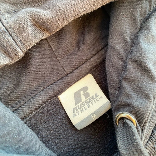 Russell hoodie used, blue with logo, size Medium