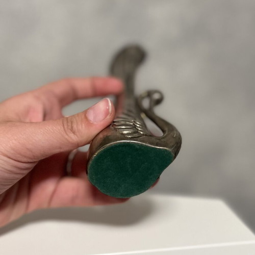 Vintage silver-plated metal mini swan vase