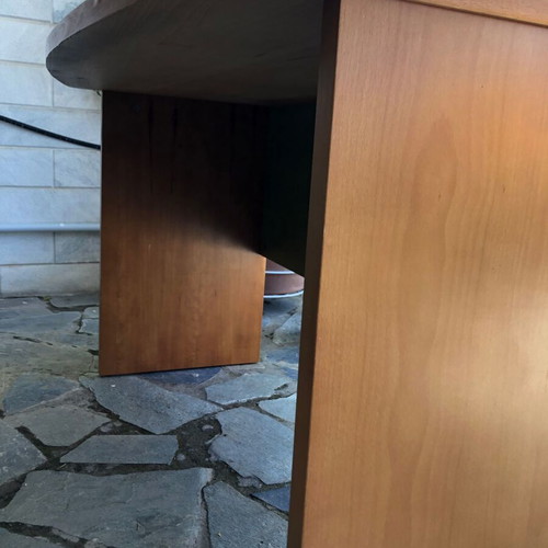 Wooden office room set used, green details, desk and drawer
