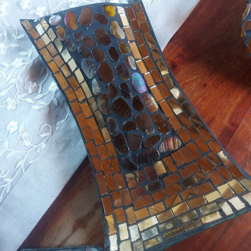 Decorative glass set with mosaic tiles like new