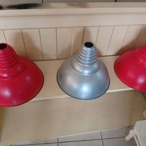 Lamp bases like new, pack of 3, nickel, silver and red-peach colors