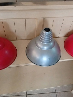 Lamp bases like new, pack of 3, nickel, silver and red-peach colors