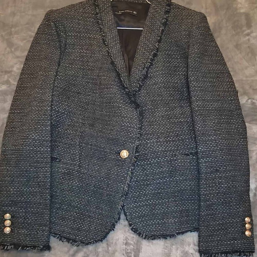 Zara jacket size XL with fringes like new, black and gray