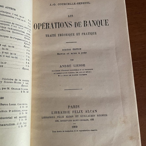 J.G. Courcelle-Seneuil Les Operations De Banque book used, French 1909 edition