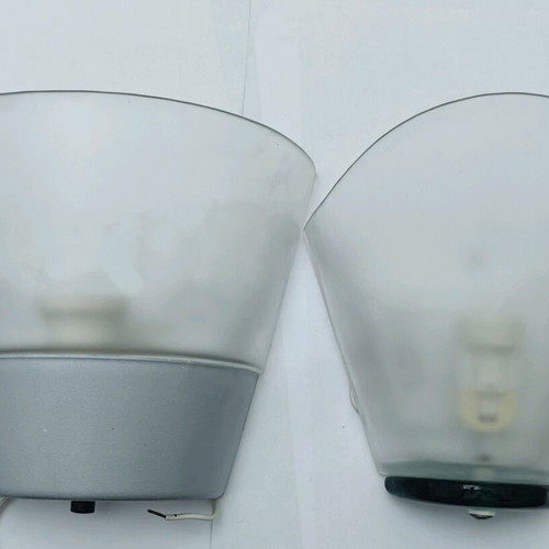 Italian metal wall lights with glass like new, set of 2