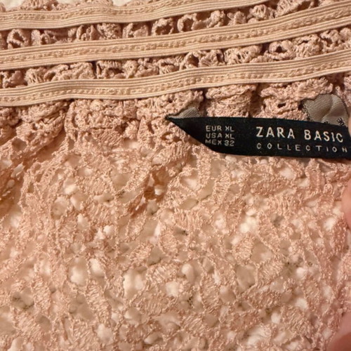 Zara top with perforated design and off-shoulder style, like new, size L/XL, beige