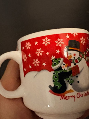 Vintage Christmas mug "Merry Christmas" with snowman