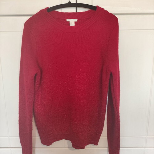 Red H&M sweater with glitter, like new, size M