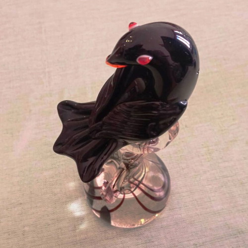 Vintage Murano γυάλινο διακοσμητικό πουλί, χειροποίητο art glass 1960–1980