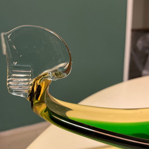 Decorative gondola Murano 1960 like new, green and yellow