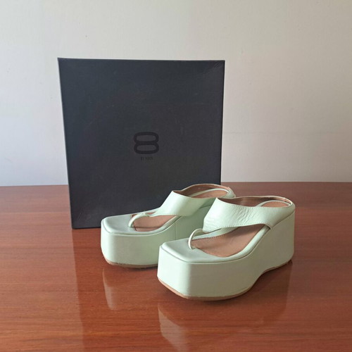 8 by YOOX leather platform sandals pistachio green size 37 like new