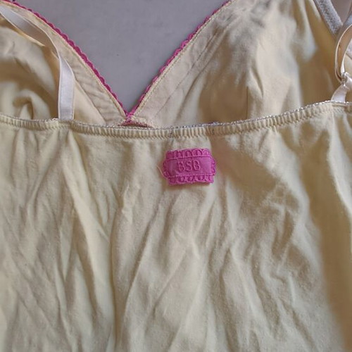 Women's Sleepwear Top like new, yellow with pink lace and satin ribbons
