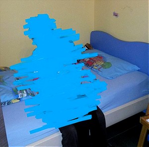 Μονό παιδικό κρεβάτι, γαλάζιο/οξυά, για στρώμα 90x200cm (δεν συμπεριλαμβάνεται)