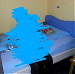  Μονό παιδικό κρεβάτι, γαλάζιο/οξυά, για στρώμα 90x200cm (δεν συμπεριλαμβάνεται)