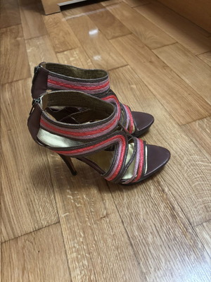 Leather high-heeled sandals used, size 39, stiletto platform